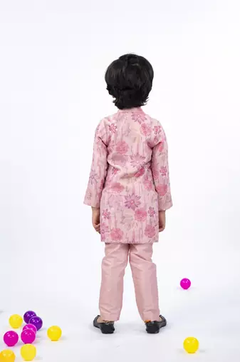 Flower embroidered petal pink kurta and pant
