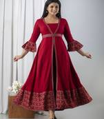 Jaipurite women's frontslit kurti in maroon