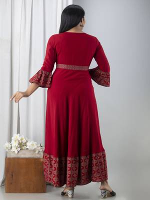Jaipurite women's frontslit kurti in maroon 2