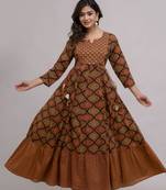 Jaipurite women's embroidered anarkali rayon long kurti in multicolor  (  festive kurti, kurti for women, women kurtis,)