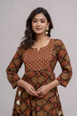Jaipurite women's embroidered anarkali rayon long kurti in multicolor  (  festive kurti, kurti for women, women kurtis,) 4
