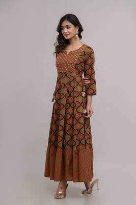 Jaipurite women's embroidered anarkali rayon long kurti in multicolor  (  festive kurti, kurti for women, women kurtis,) 5