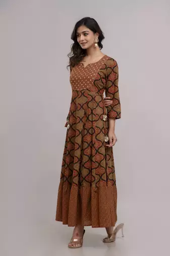 Jaipurite women's embroidered anarkali rayon long kurti in multicolor  (  festive kurti, kurti for women, women kurtis,)