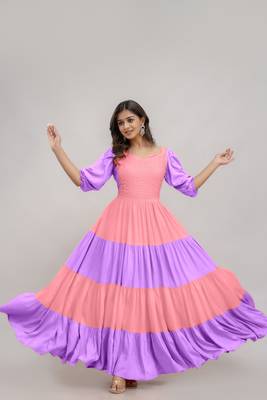 Jaipurite women's solid viscose rayon anarkali kurti in multicolor ( festive kurti, new kurti, wedding kurti ) 1