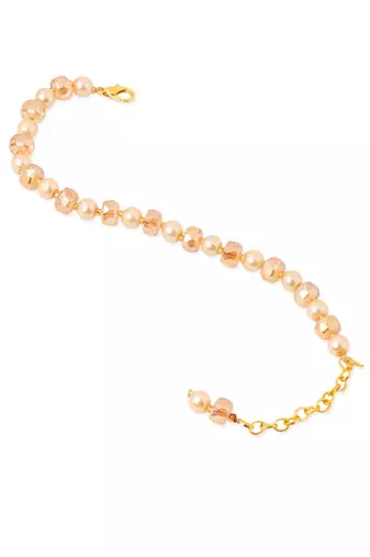 women gold toned artificial beads wraparound rakhi with roli chawal chandan & mishri