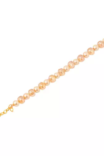 women gold toned artificial beads wraparound rakhi with roli chawal chandan & mishri