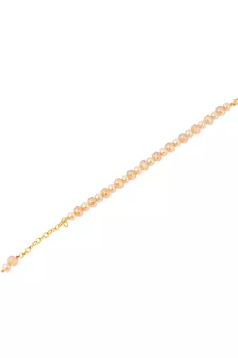 women gold toned artificial beads wraparound rakhi with roli chawal chandan & mishri