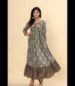 Jaipurite women's embellished viscose rayon anarkali kurti