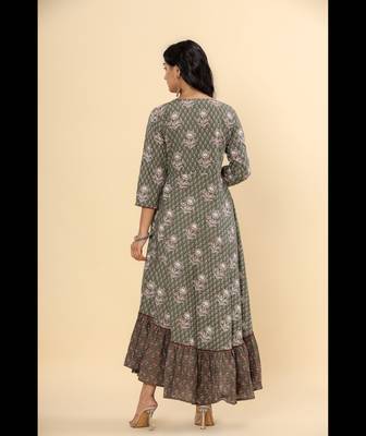 Jaipurite women's embellished viscose rayon anarkali kurti 2