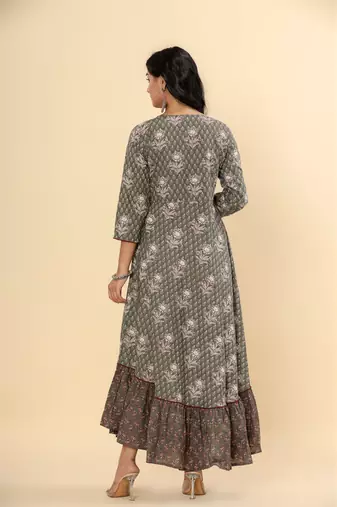 Jaipurite women's embellished viscose rayon anarkali kurti