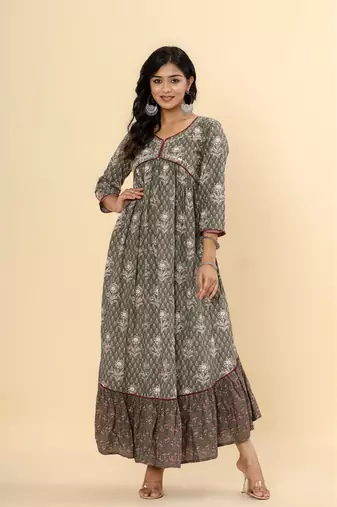 Jaipurite women's embellished viscose rayon anarkali kurti