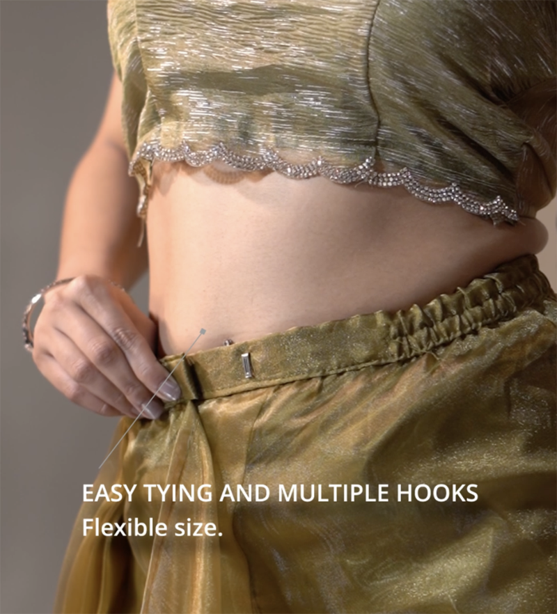 ready to wear mustard organza border cut and stone work saree with unstitch blouse