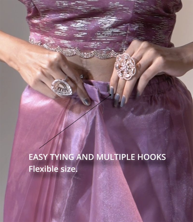 ready to wear magenta organza border cut and stone work saree with unstitch blouse