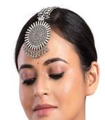 Oxidized silver matha patti tikka | indian bridal forehead jewelry |  traditional maang tikka hair accessory