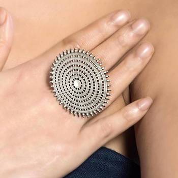 Oxidized adjustable ring indian beautiful finger ring indian silver plated statement ring german silver rings for women 1