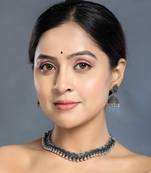 Set of 4pc german silver oxidized choker necklace earrings handmade jewelry lightweight choker jewelry with bangles