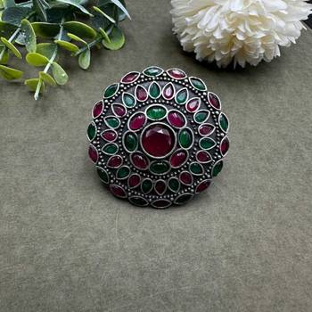 Multicolour statement rings cocktail finger ring red green color big rings silver plated, ethnic rings for her 2