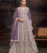 Purple embroidered purple anarkali suits