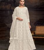 Cream embroidered cream anarkali suits