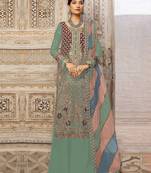 Pista green embroidery sequence work fox georgette salwar kameez