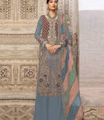 Grey embroidery sequence work fox georgette salwar kameez