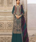 Dark slate grey embroidery sequence work fox georgette salwar kameez
