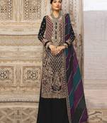 Black embroidery sequence work fox georgette salwar kameez