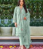 Light green embroidered organza salwar kameez