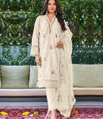 White embroidered organza salwar kameez