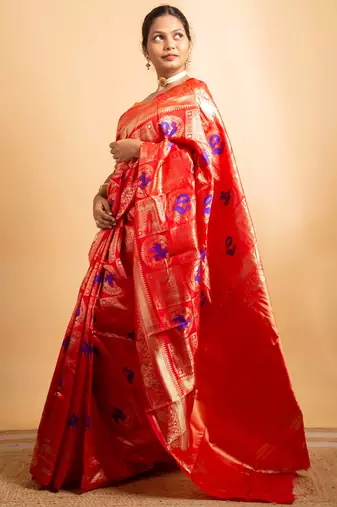 Red and gold banarasi art-silk saree