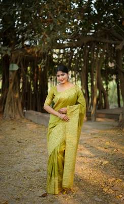 Lemon art silk blend weaving saree with woven fancy tassels 1