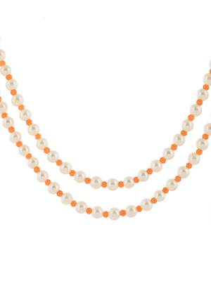 Double-strand pearl necklace with gold-toned clasps 4