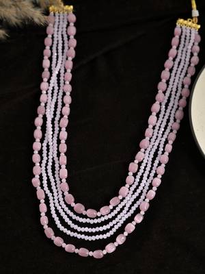 Triple-strand pink beaded necklace 2