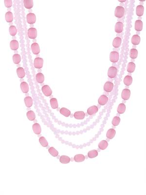 Triple-strand pink beaded necklace 3