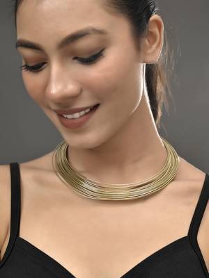 Gold-plated multi-strand choker necklace for women 1