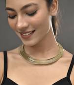 Gold-plated multi-strand choker necklace for women