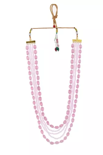 Triple-strand pink beaded necklace