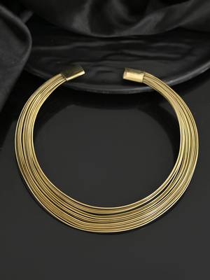 Gold-plated multi-strand choker necklace for women 2