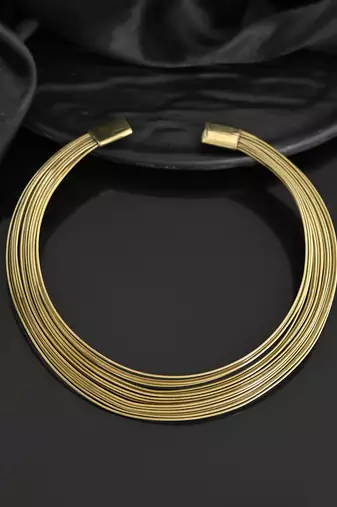 Gold-plated multi-strand choker necklace for women