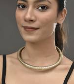 Gold Brass Gold-Plated Textured Choker Necklace