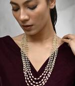 Multi-strand pearl and pink bead necklace