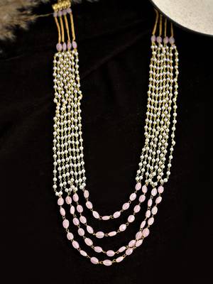 Multi-strand pearl and pink bead necklace 2