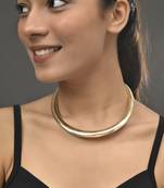 Minimalist gold plated  open cuff necklace for women