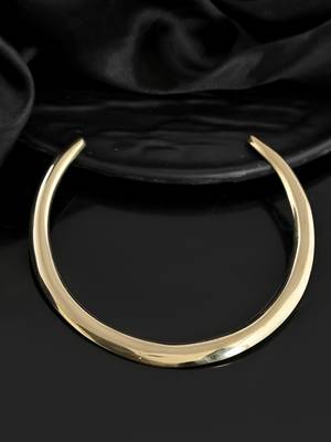 Minimalist gold plated  open cuff necklace for women 2