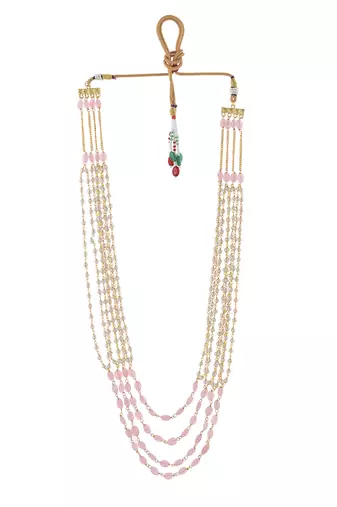 Multi-strand pearl and pink bead necklace