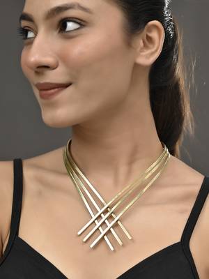 Gold-plated multi-strand choker necklace 1