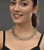 Gold plated braided necklace for women