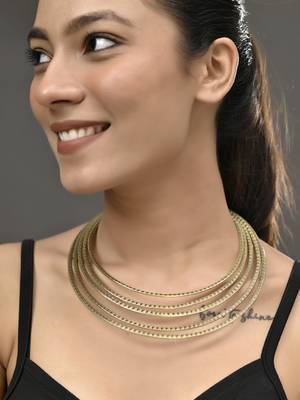 Multi-strand gold plated  choker necklace for women 1