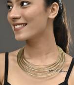 Multi-strand gold plated  choker necklace for women