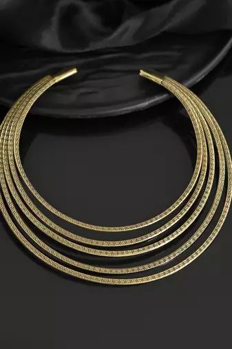 Multi-strand gold plated  choker necklace for women